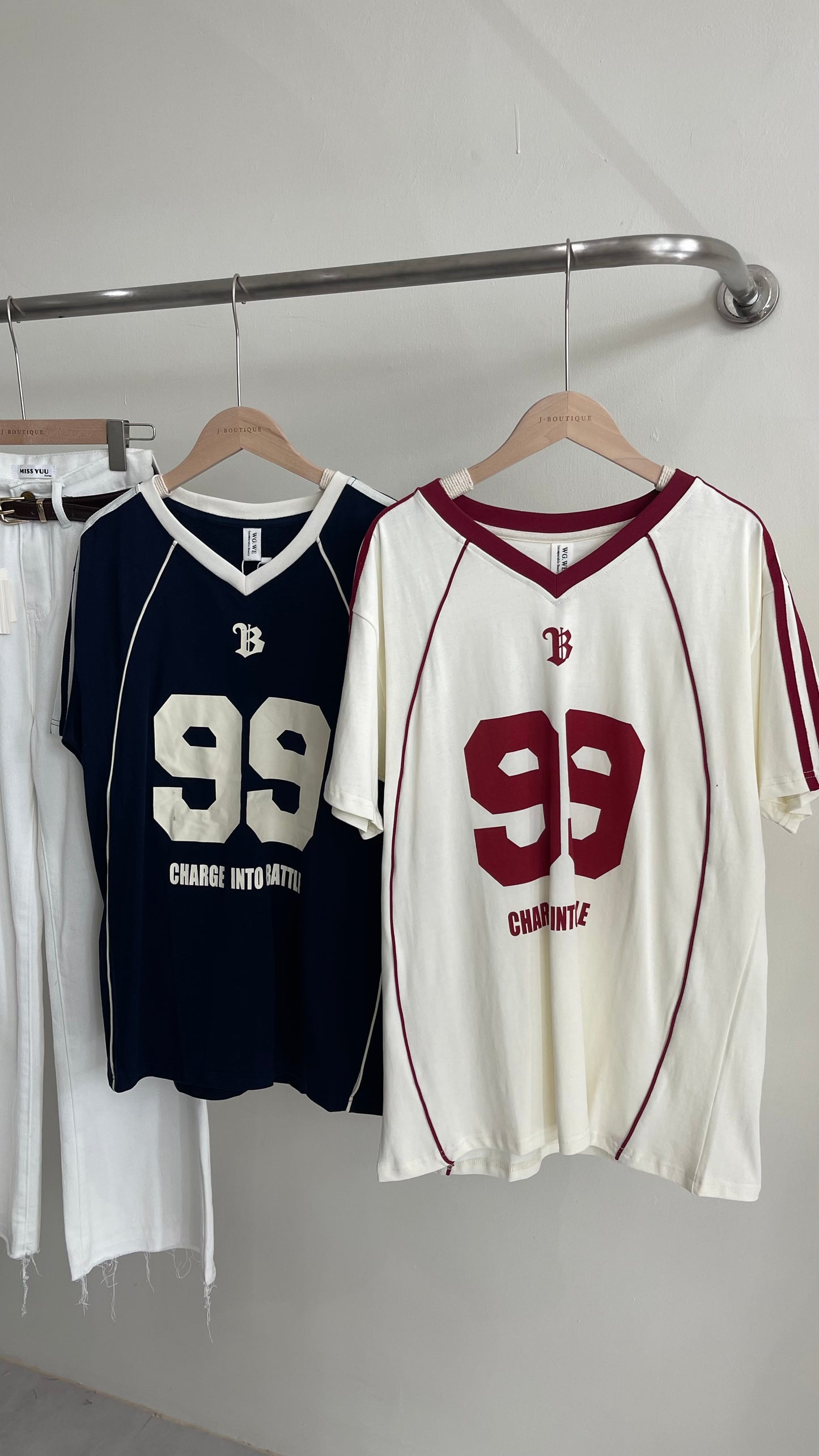 【新品】6197 美式宽松字母球衣 te e