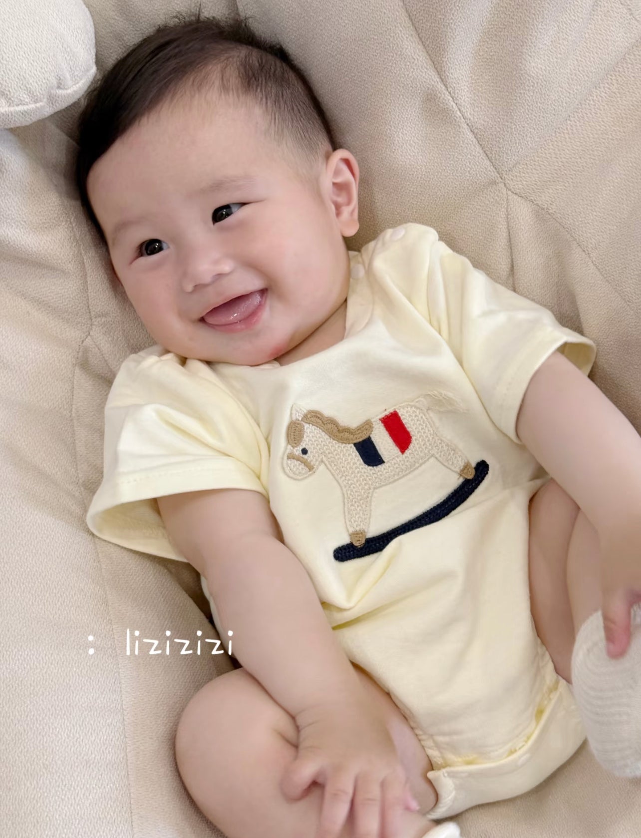 J465 日系小木马刺绣立体短袖包屁