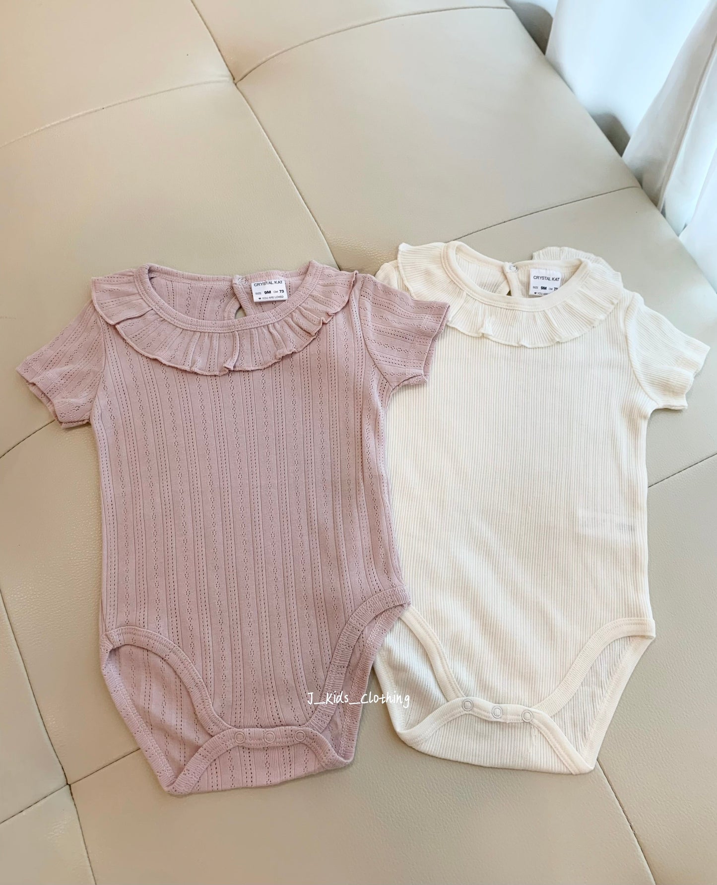 J371 日单肩扣&花边领短袖包屁
