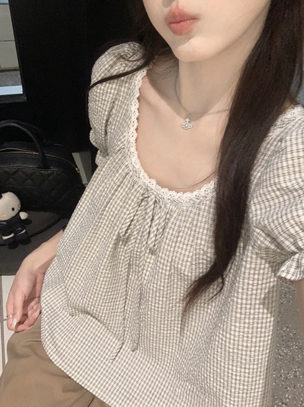 【新品】W6603 法式甜美短袖上衣
