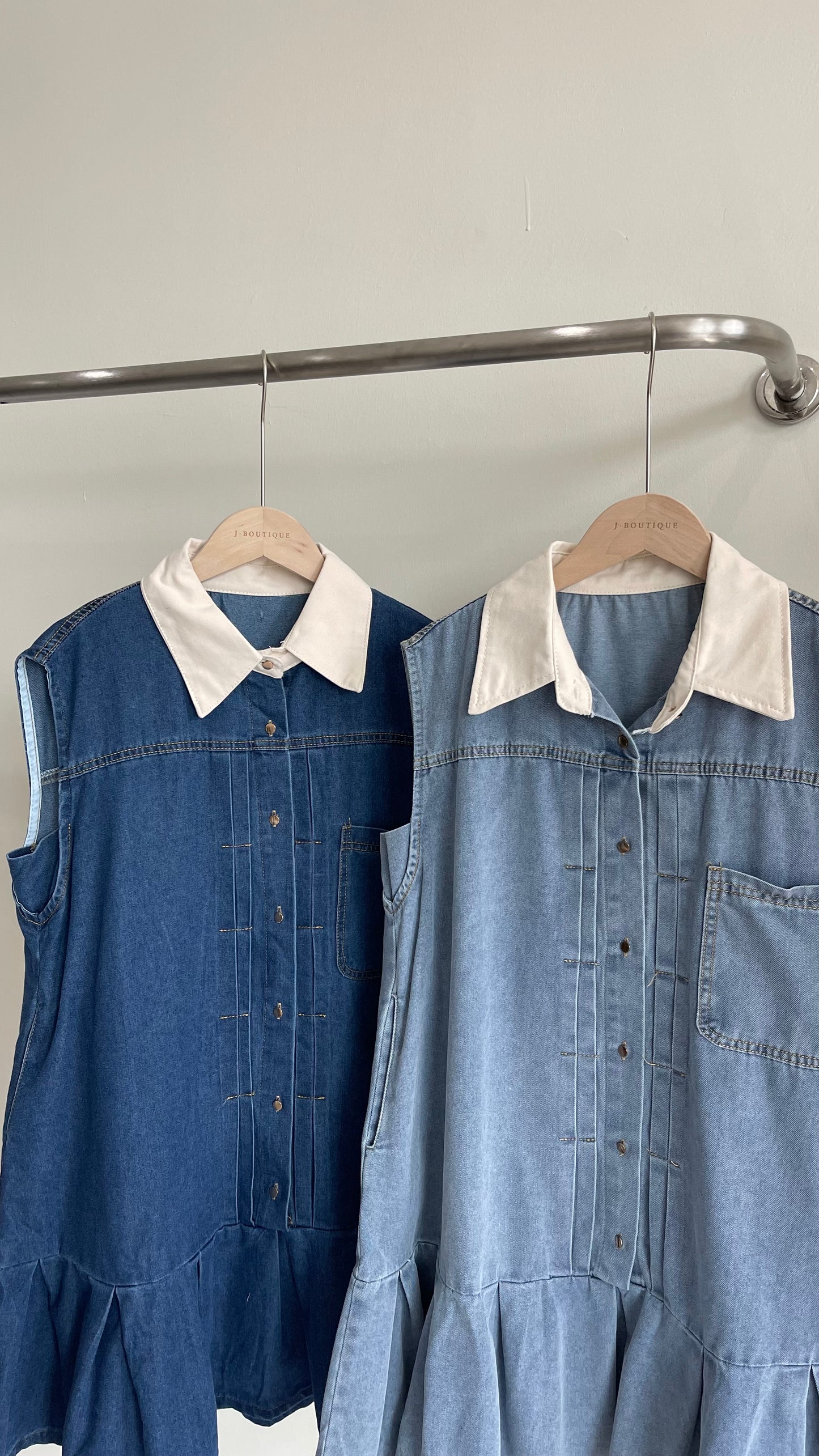 【新品】9753 牛仔翻领宽松连衣裙