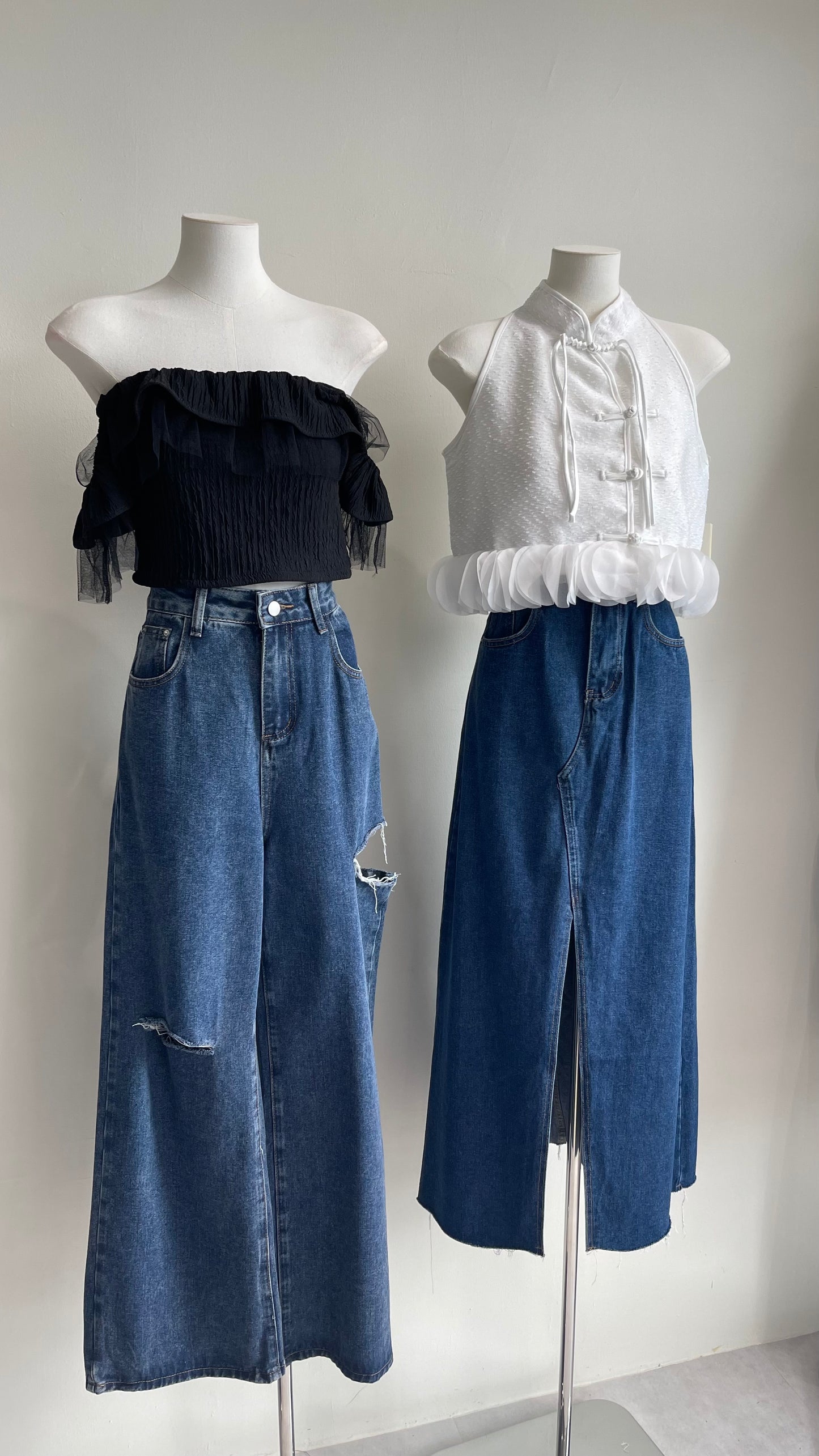 【现货】1903 高品质牛仔开叉中长裙