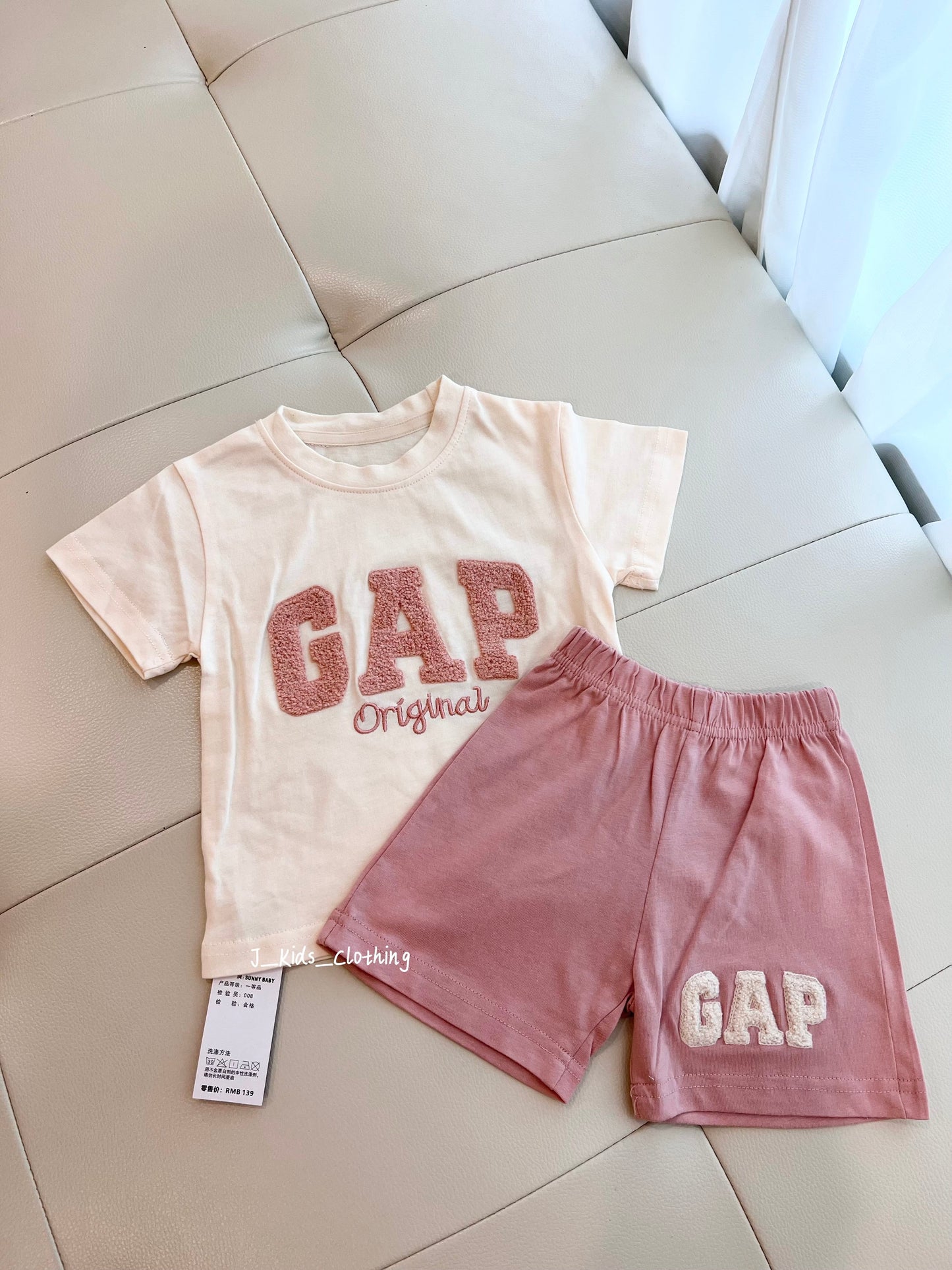 J372 GAP立体毛巾刺绣短袖套装