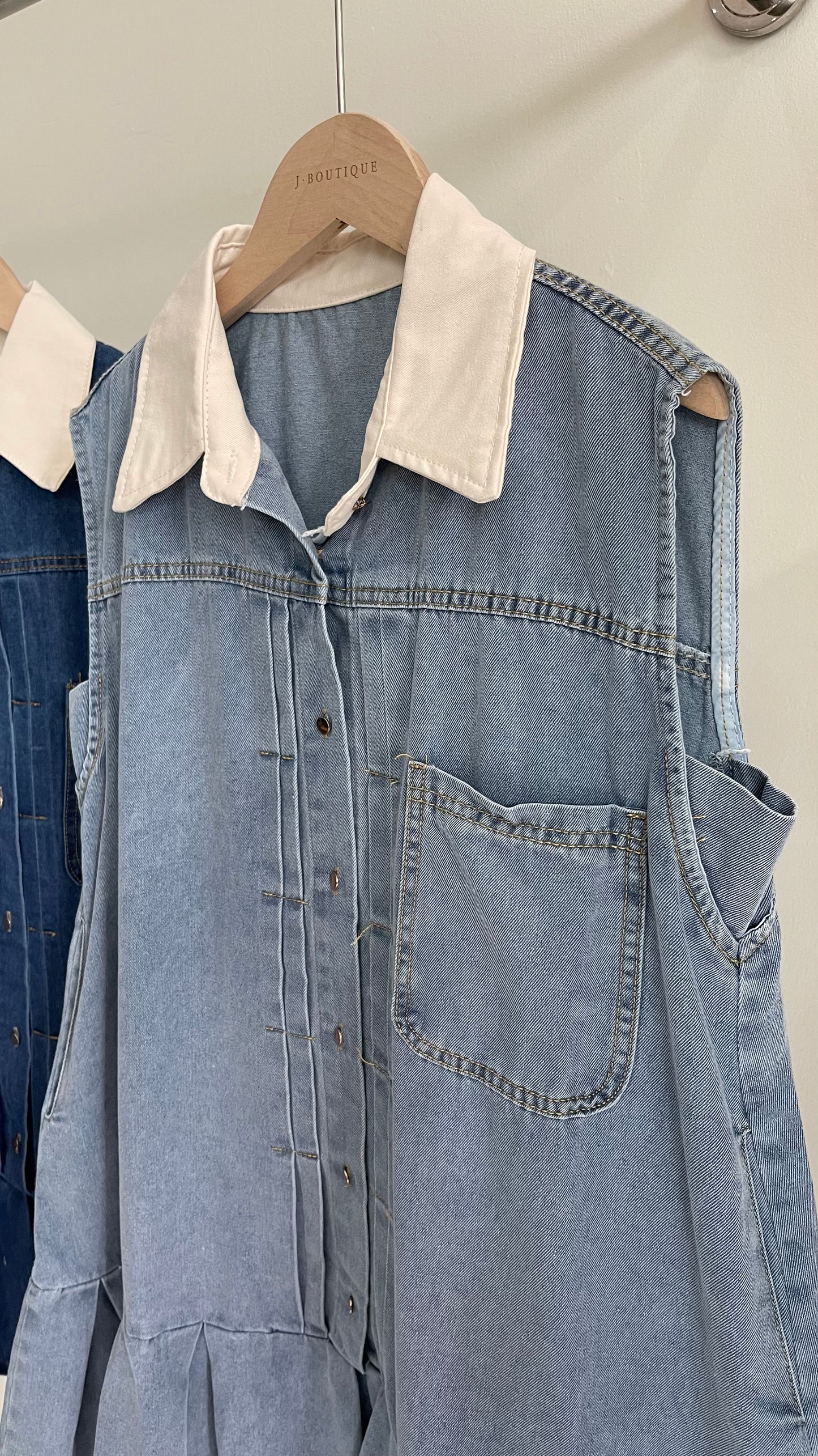 【新品】9753 牛仔翻领宽松连衣裙