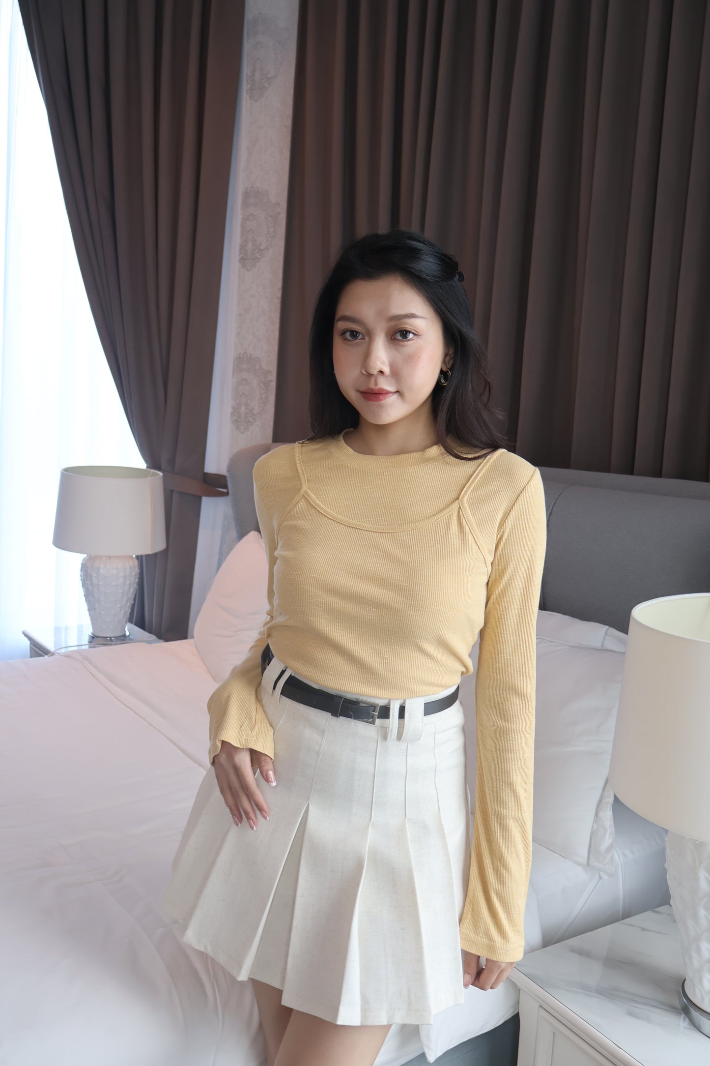 【现货】25913 高腰百褶半身裙+腰带