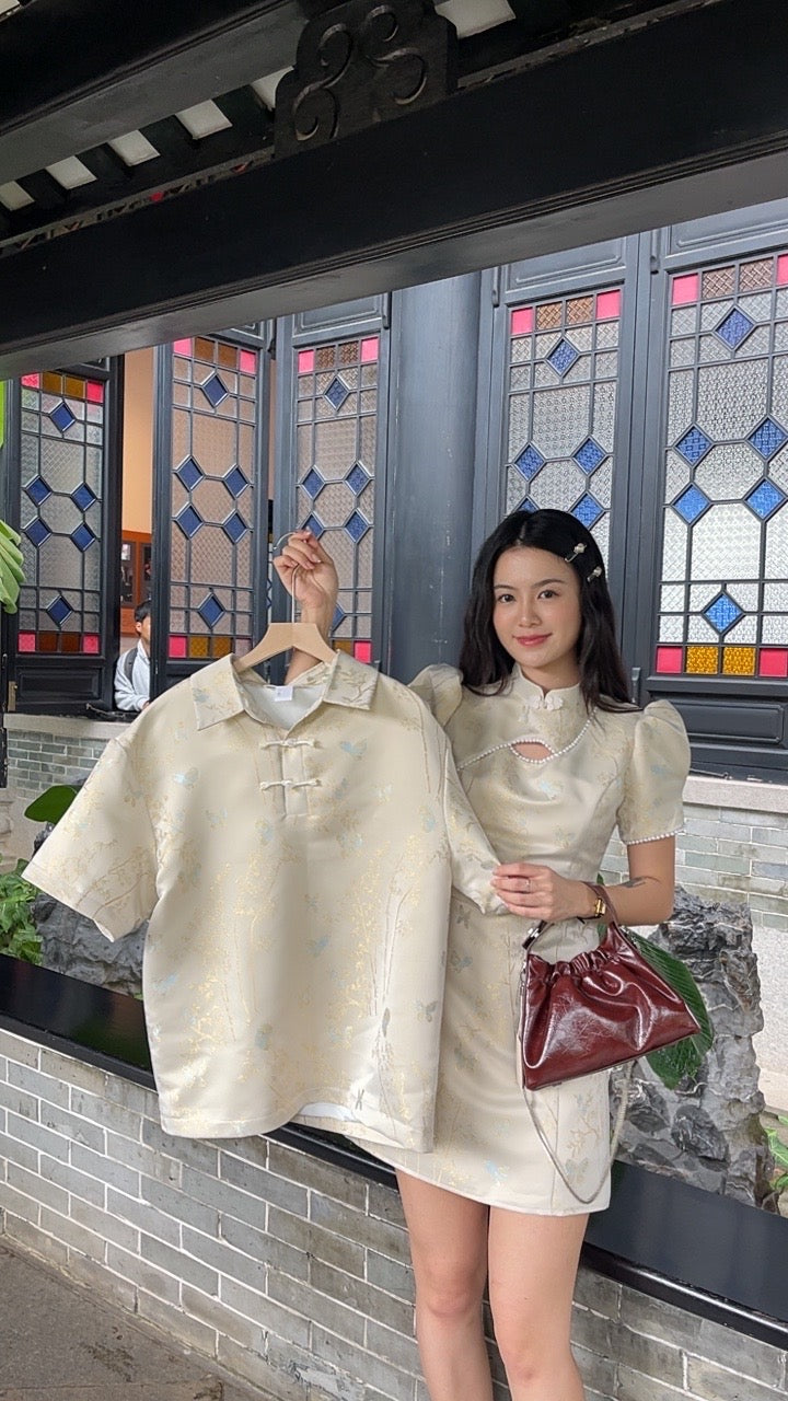 【蝶恋竹】短袖气质连身旗袍(现货)