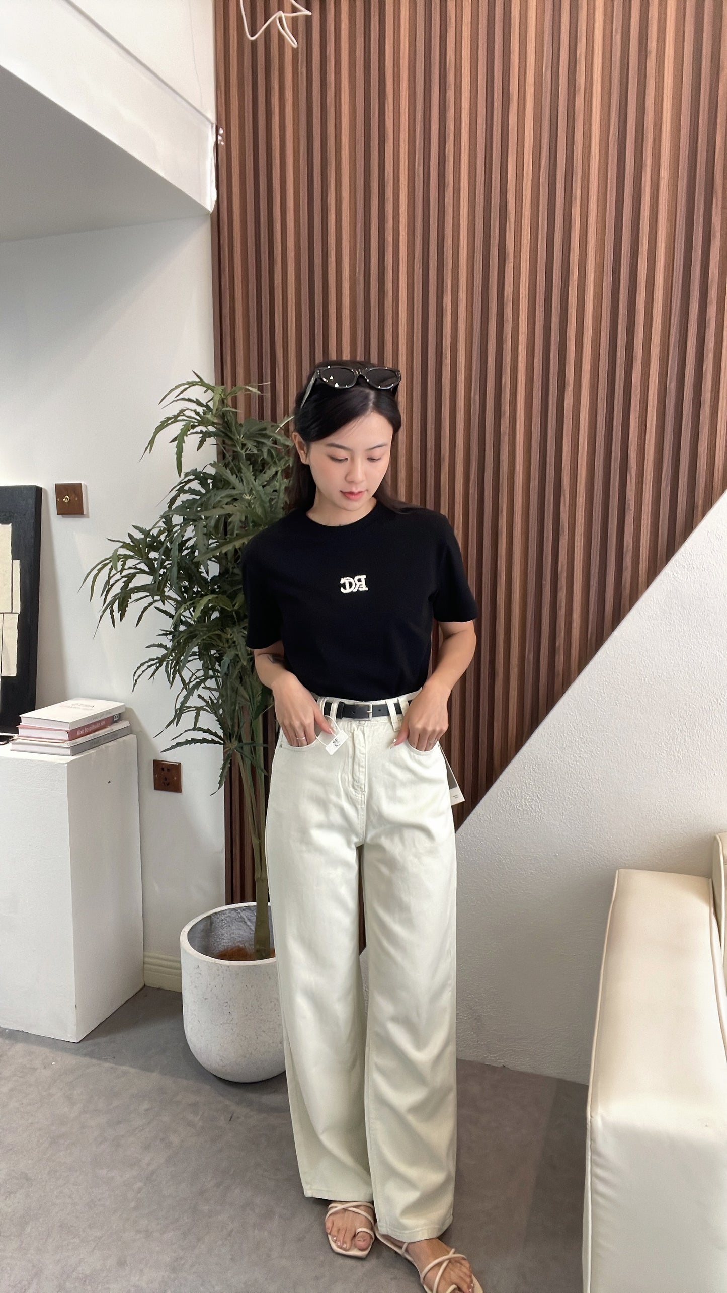 【清货】2112 高腰牛仔阔腿长裤+腰带