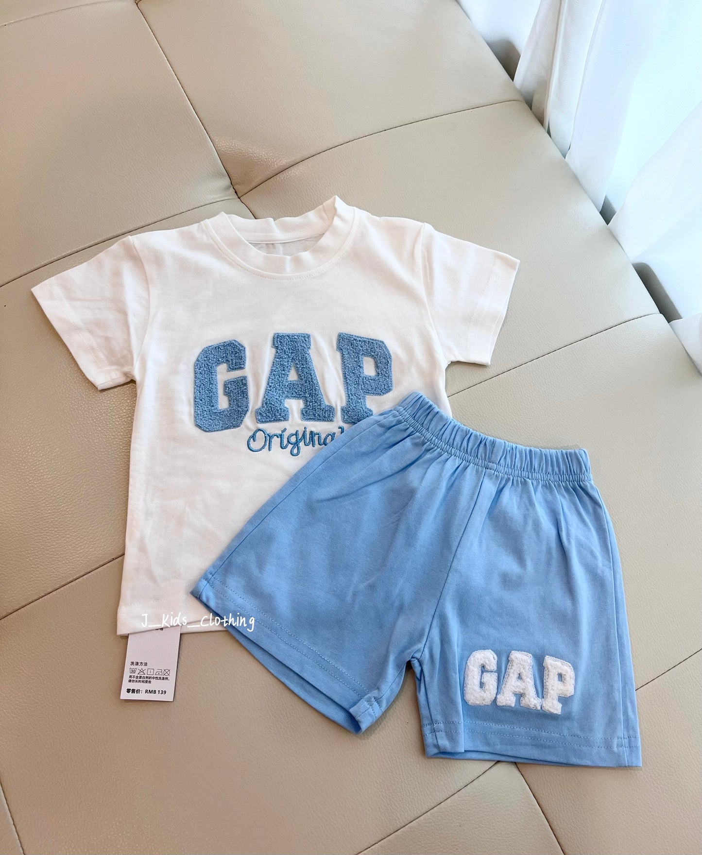 J372 GAP立体毛巾刺绣短袖套装