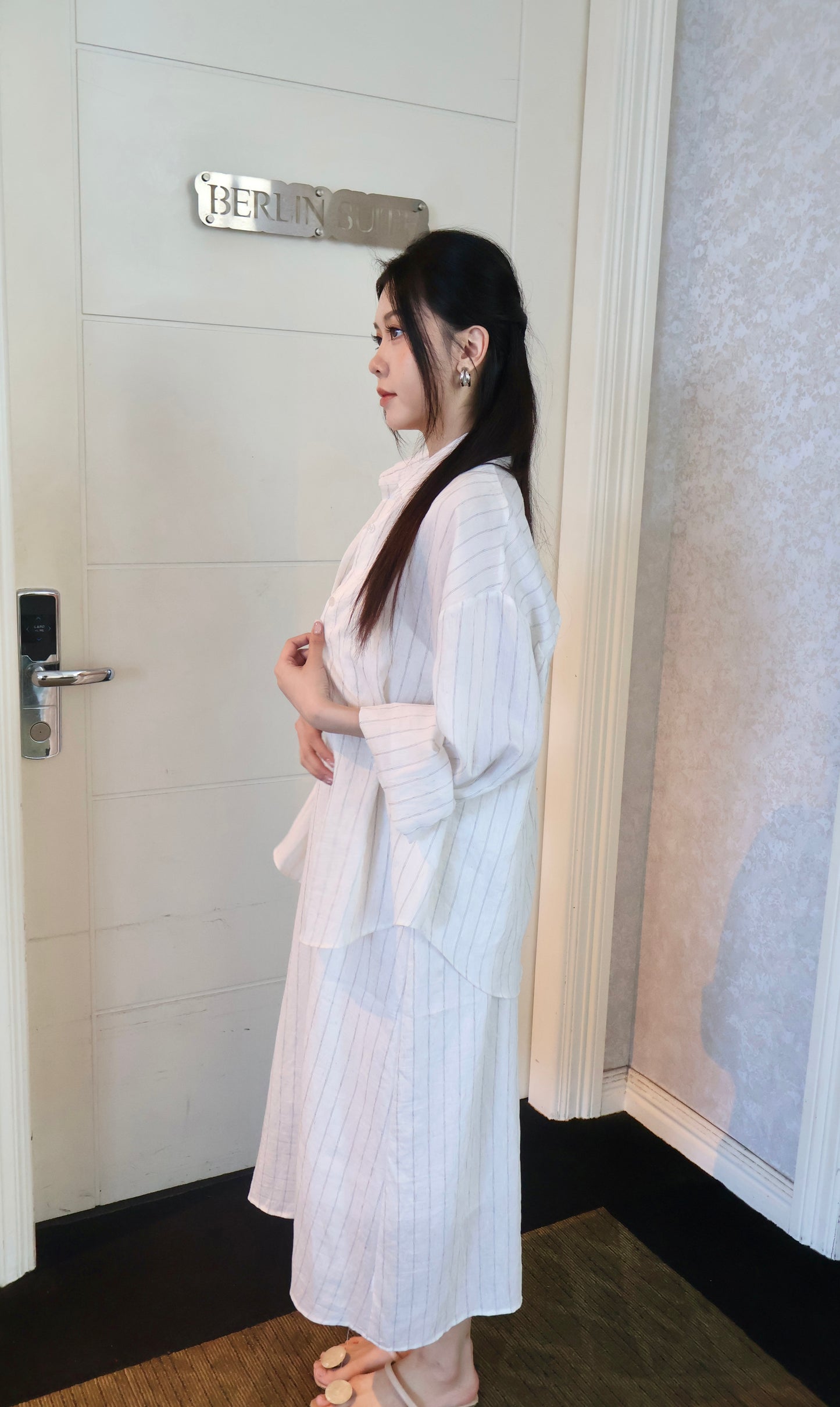 【现货】2901 韩系条纹 慵懒2件套 连衣裙+衬衫