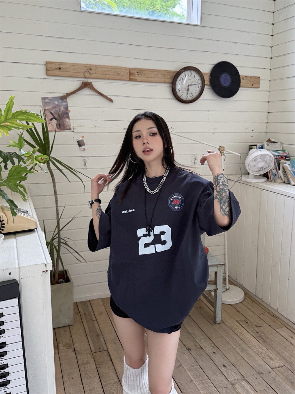 【现货】W6066字母美式宽松Over Tee