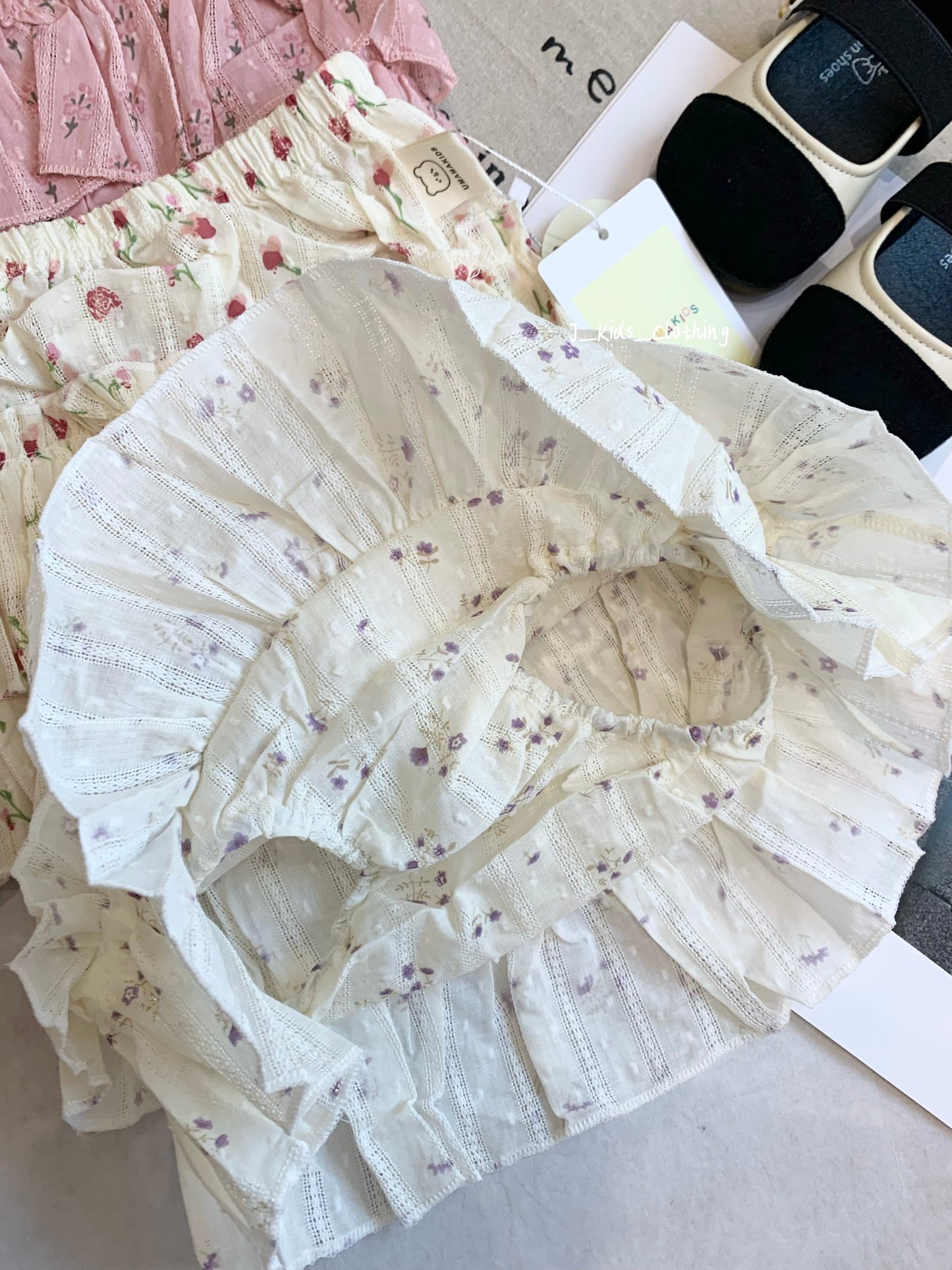 J416 Ins.小碎花层次花苞裤裙