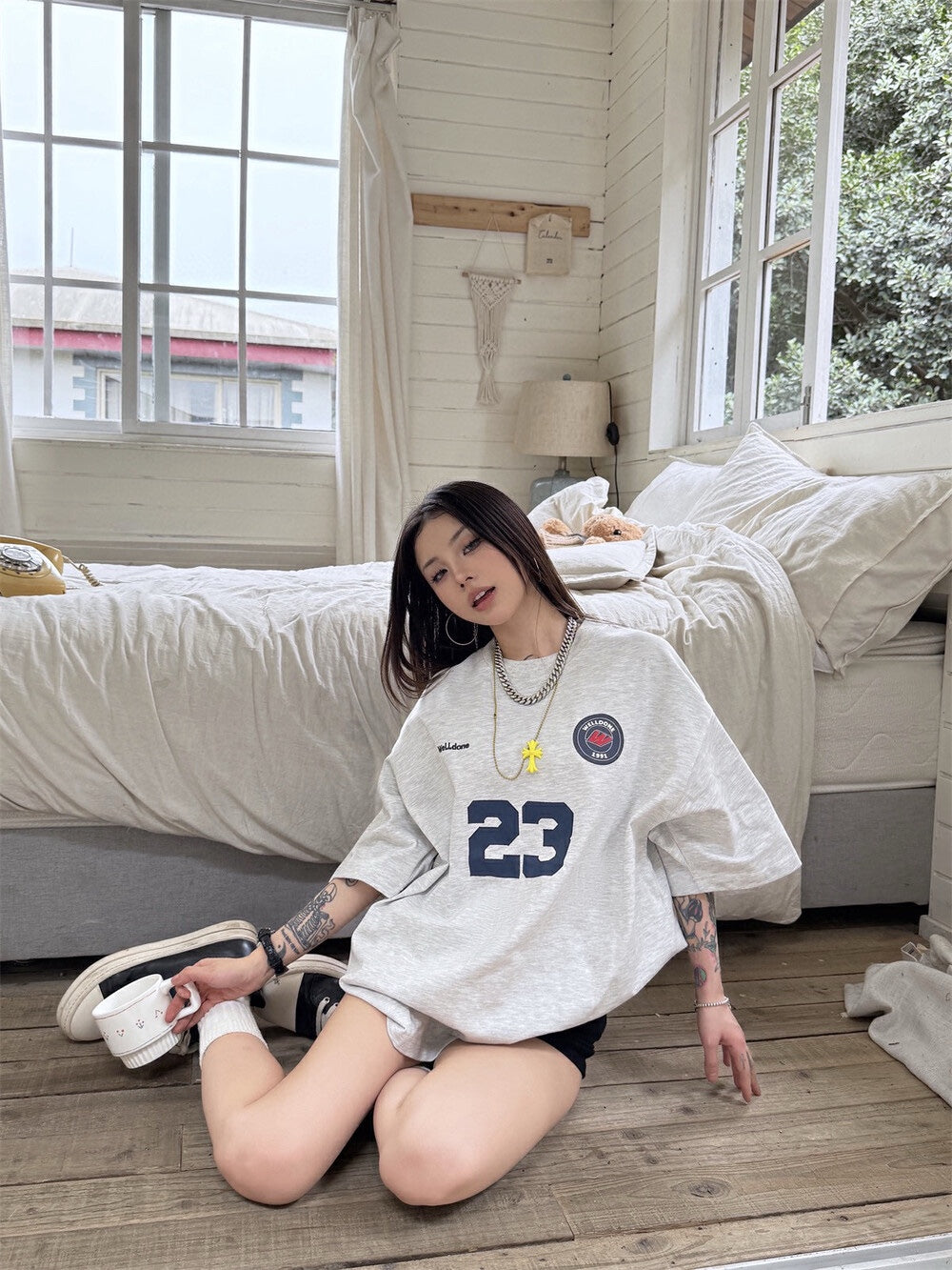 【现货】W6066字母美式宽松Over Tee
