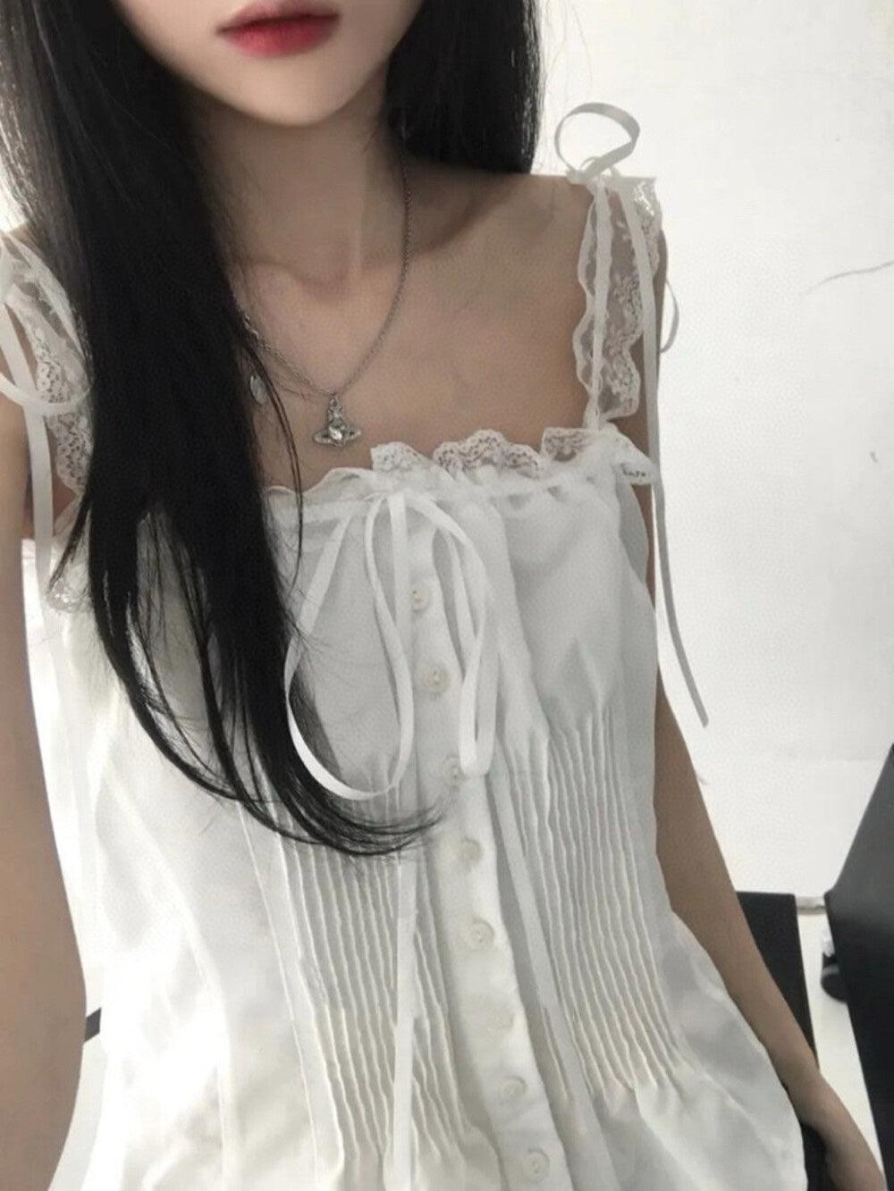 【新品】W6339蕾丝高级感收腰 无袖上衣