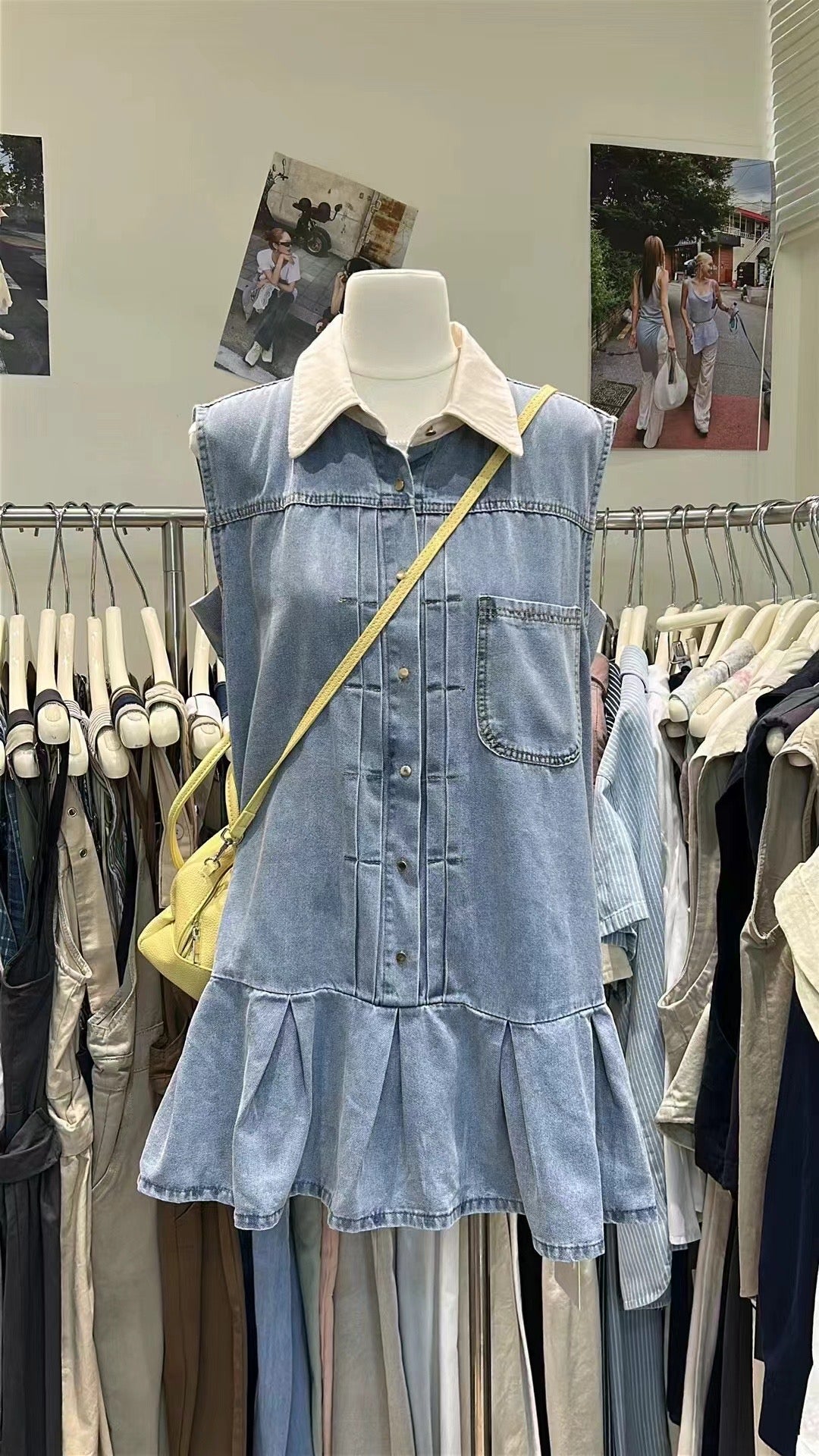 【新品】9753 牛仔翻领宽松连衣裙