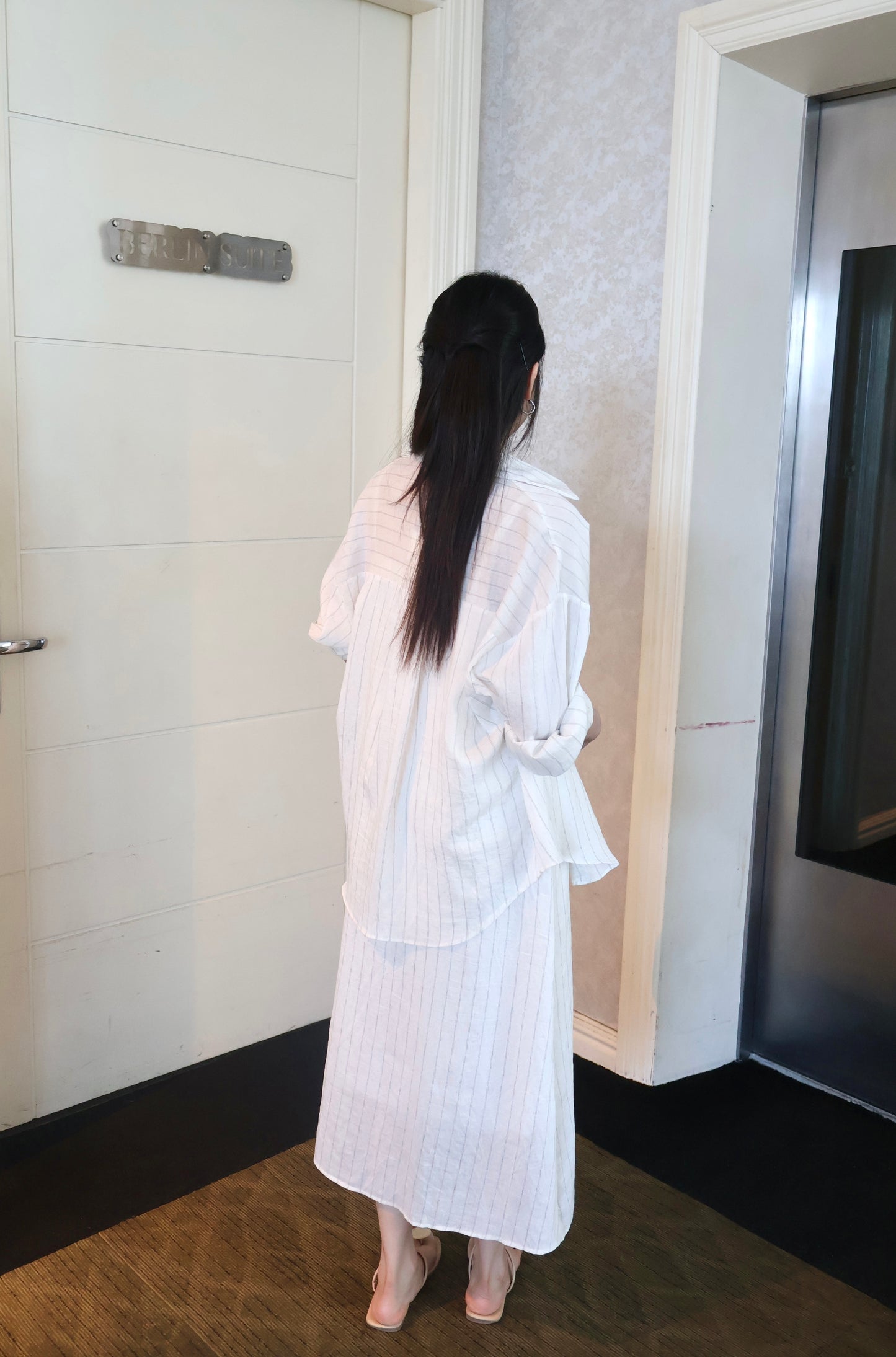 【现货】2901 韩系条纹 慵懒2件套 连衣裙+衬衫