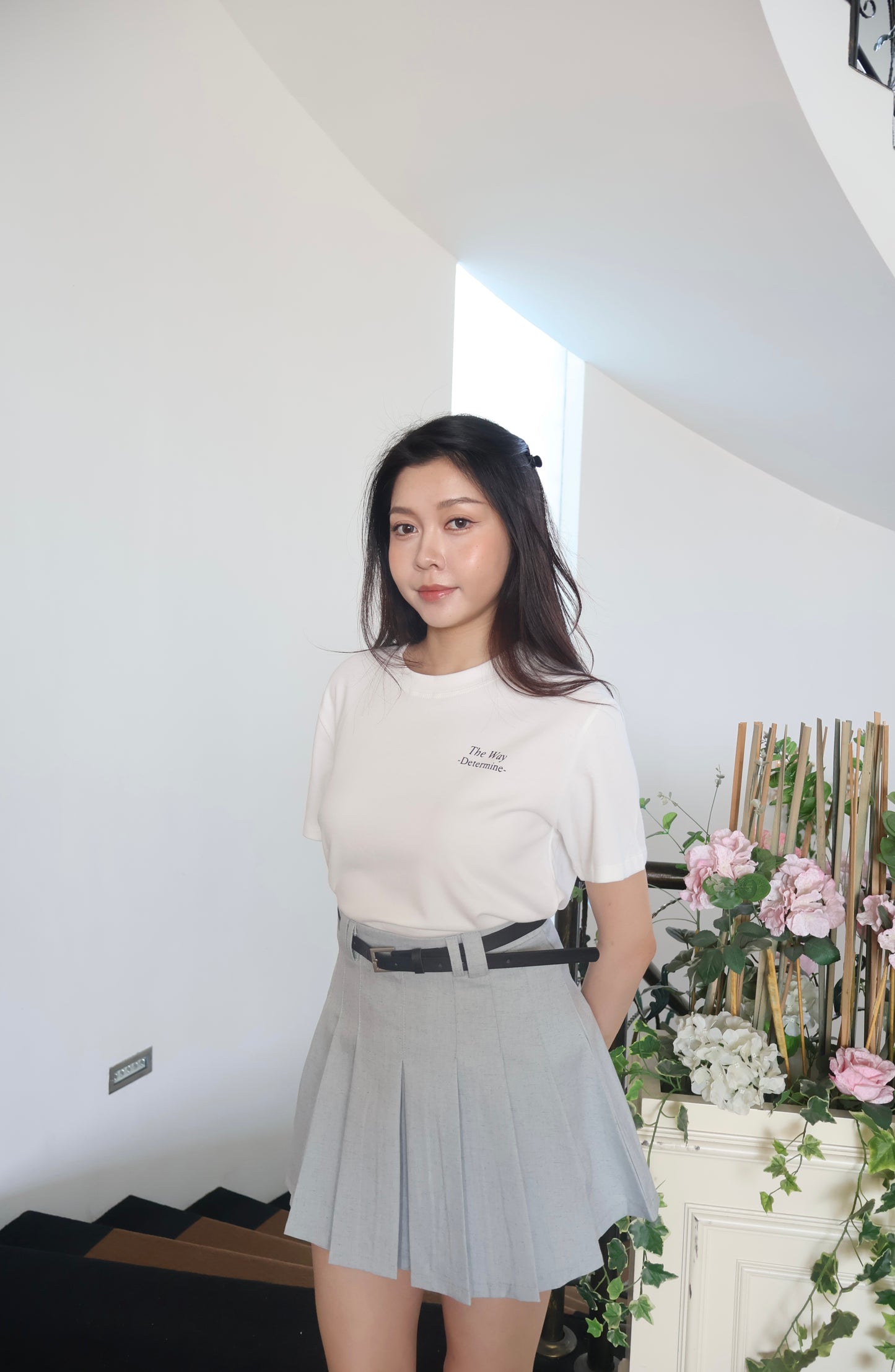 【现货】25913 高腰百褶半身裙+腰带