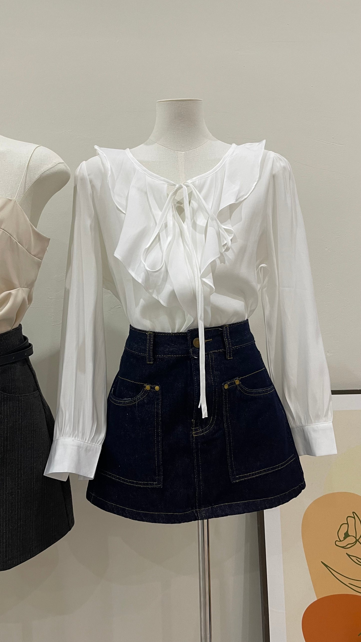 【现货】6286 高腰牛仔短裙 带内衬