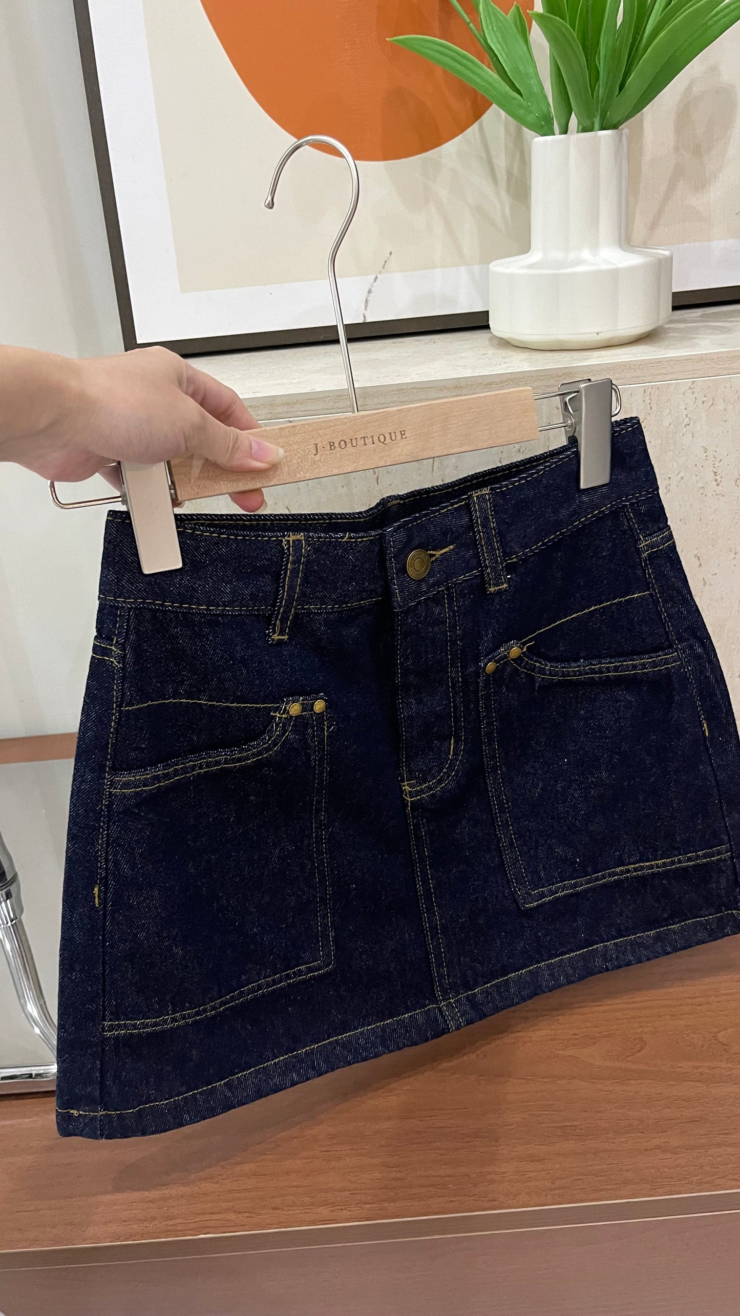 【现货】6286 高腰牛仔短裙 带内衬