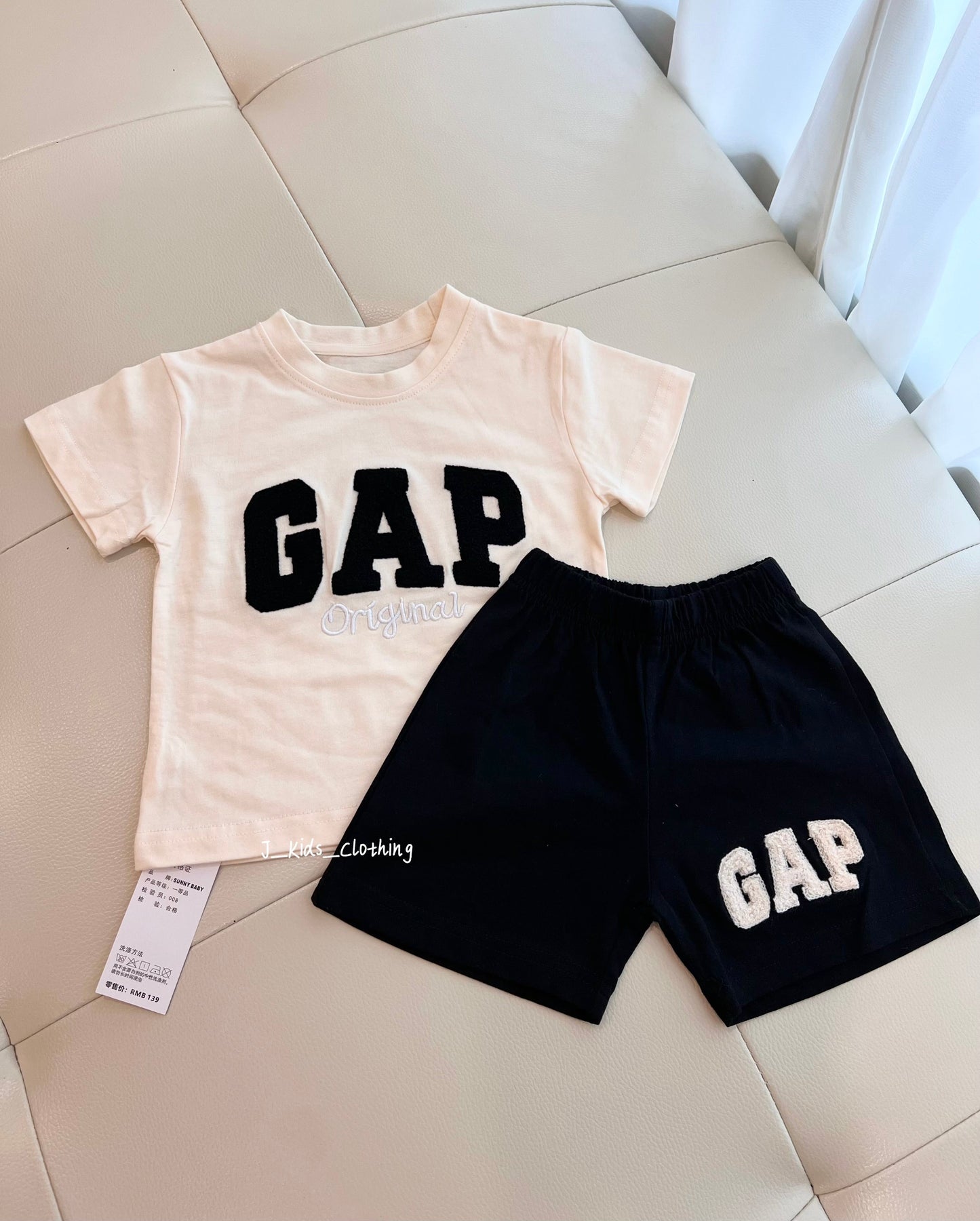 J372 GAP立体毛巾刺绣短袖套装