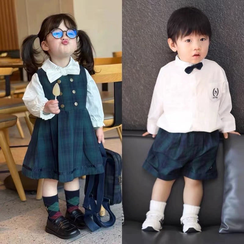 J380 小木马格子学院风兄妹装