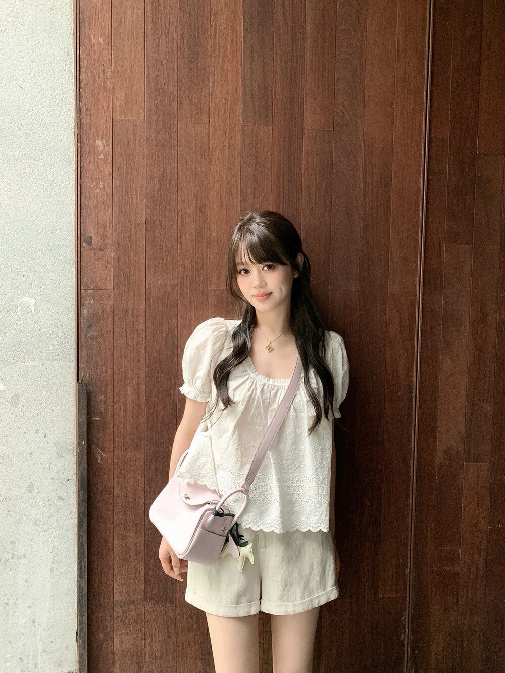 【新品】W6365 提花花边短袖上衣