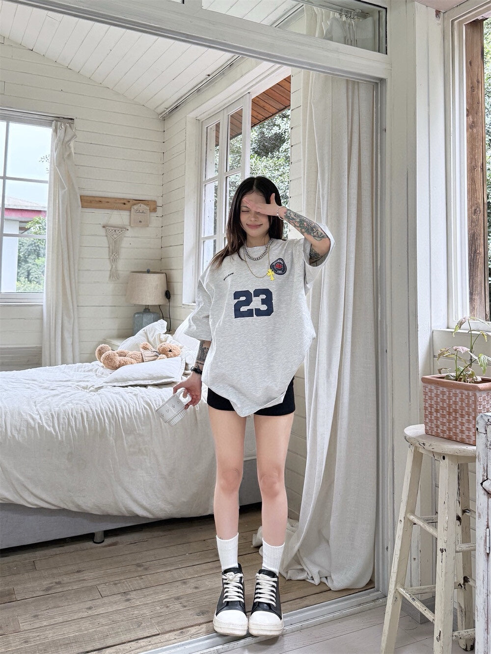 【现货】W6066字母美式宽松Over Tee