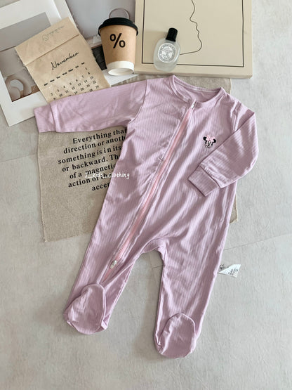 J582 卡通刺绣拉链包脚连体睡衣