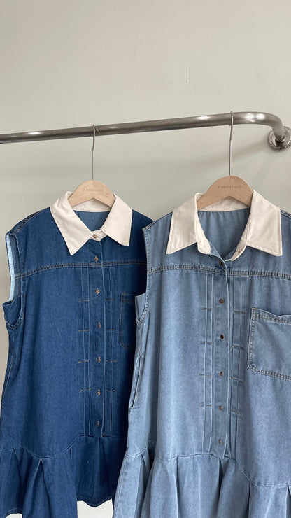 【新品】9753 牛仔翻领宽松连衣裙