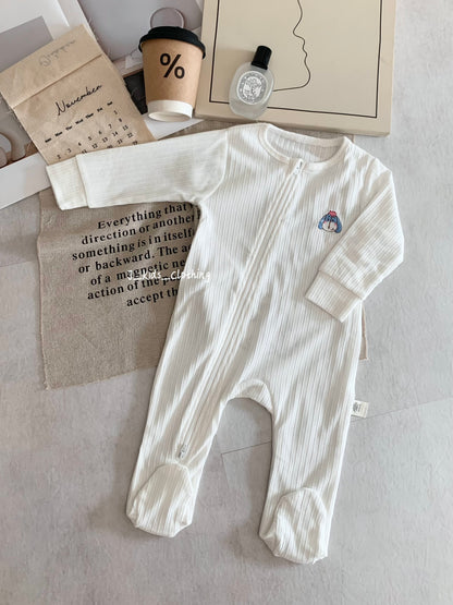 J582 卡通刺绣拉链包脚连体睡衣