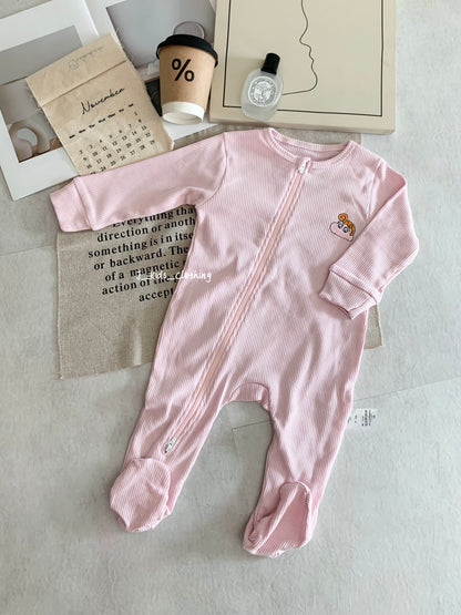 J582 卡通刺绣拉链包脚连体睡衣