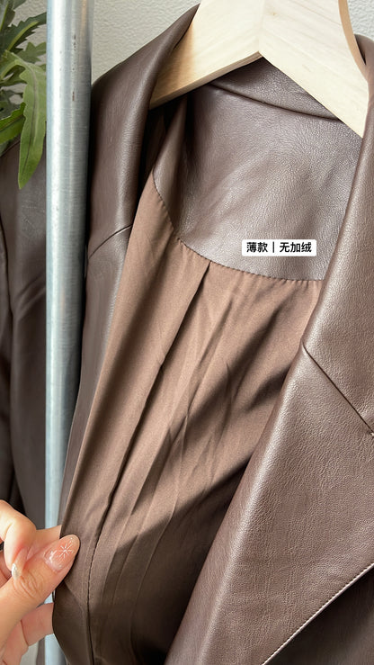 【大折扣】韩系长款皮衣 #9006