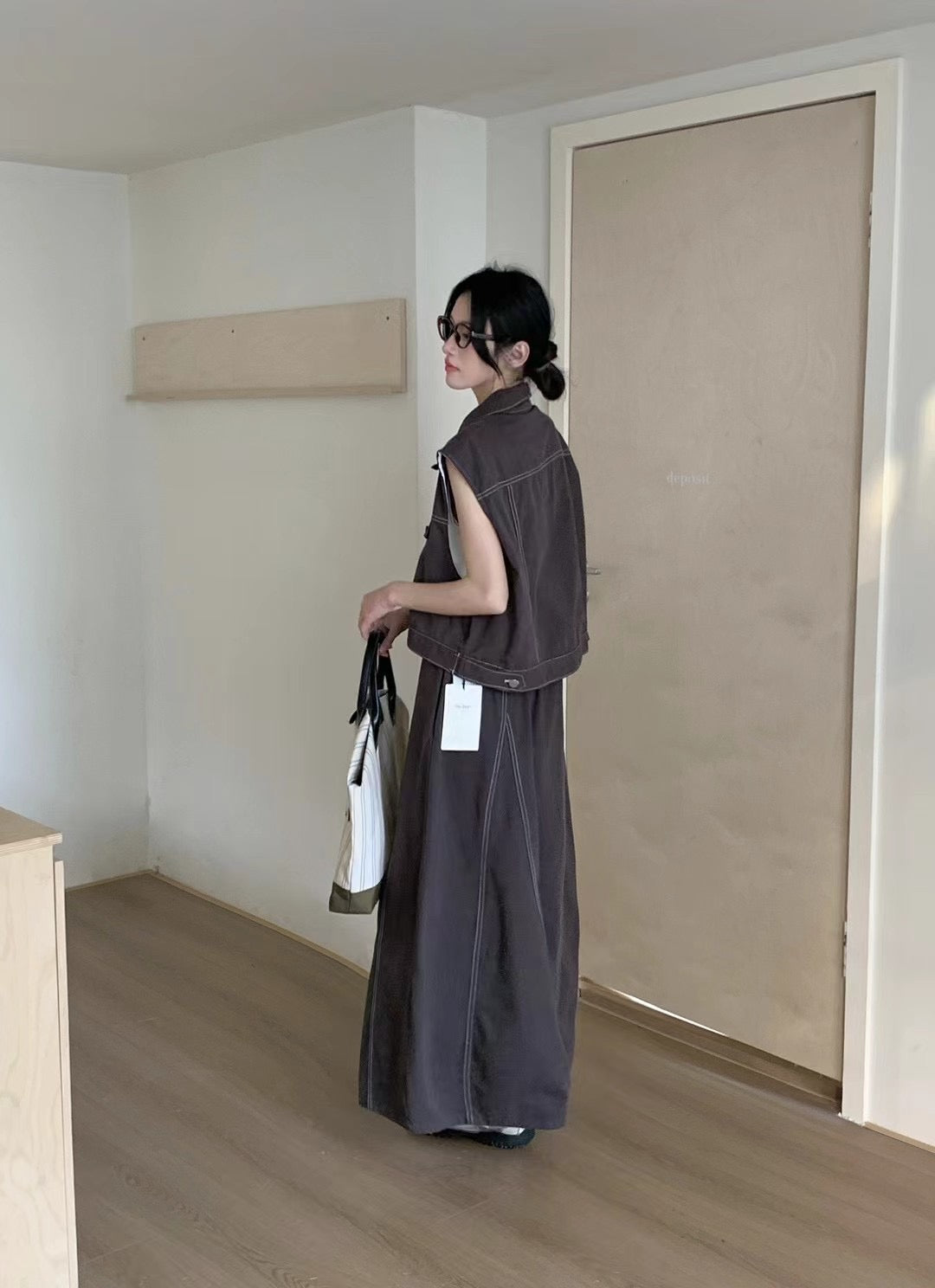 【现货】9719 牛仔套装SET 上衣+中长裙