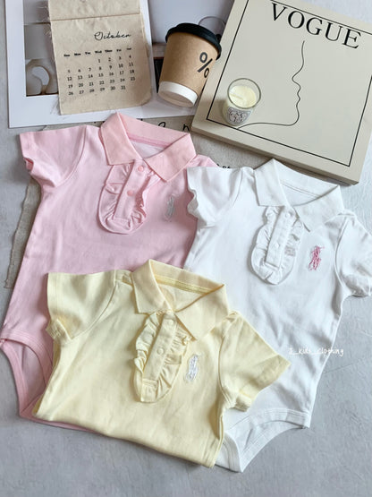 J547 翻领花边短袖包屁