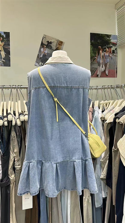【新品】9753 牛仔翻领宽松连衣裙