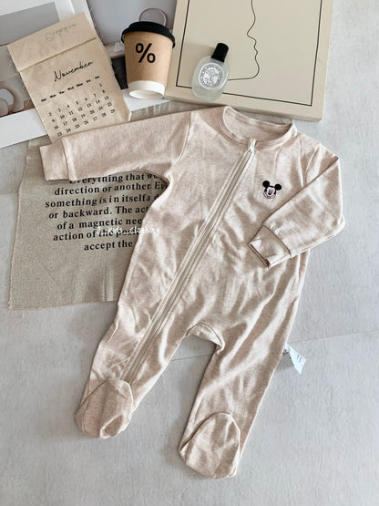 J582 卡通刺绣拉链包脚连体睡衣