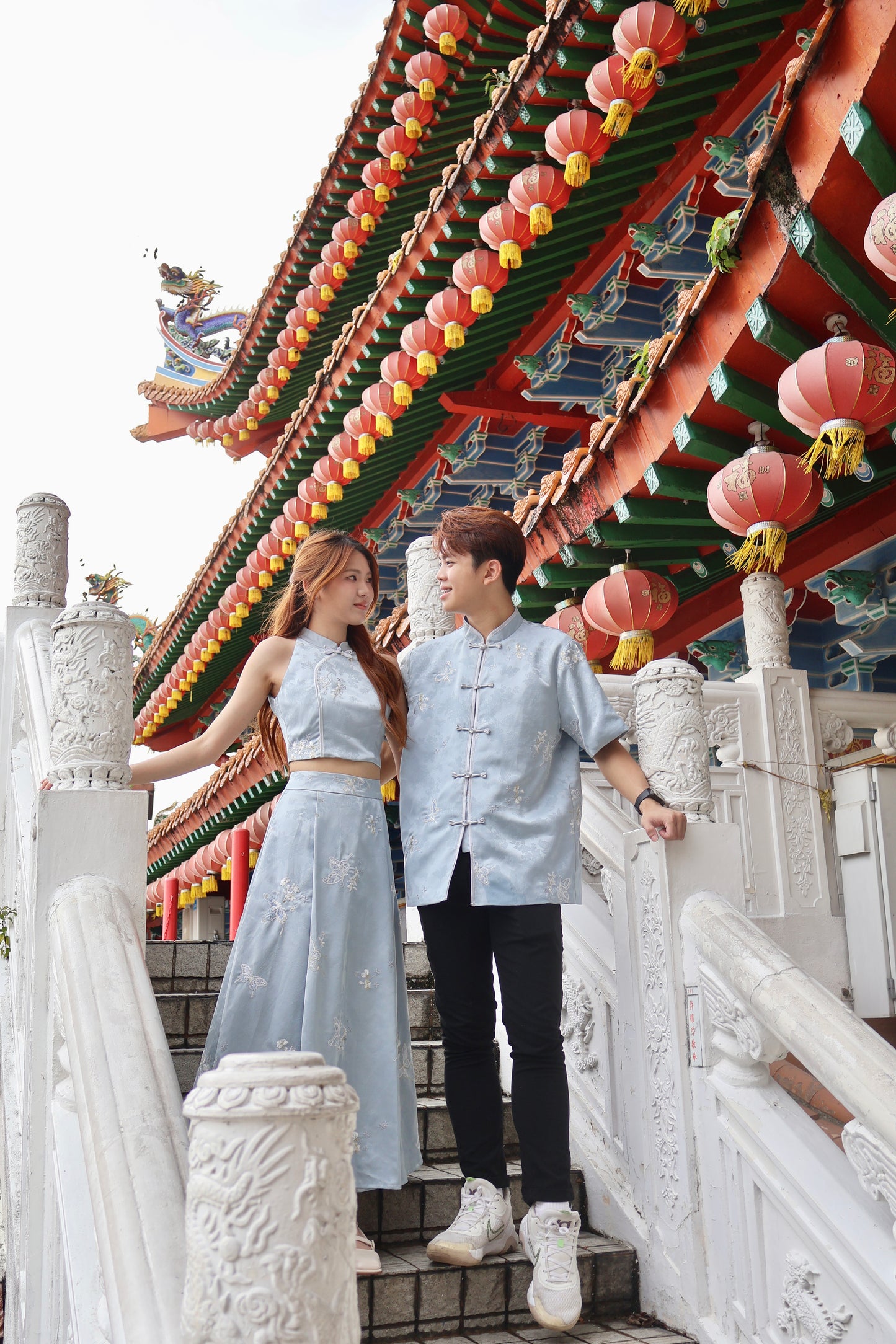 【兰蝶浮光】 挂脖上衣 + 中式长裙 「早鸟价」 （上衣含胸垫）