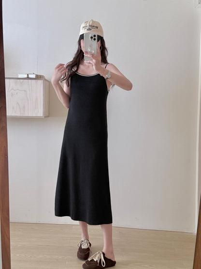 【新品】8806 高品质韩系针织撞色吊带连衣裙