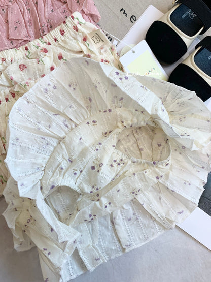 J416 Ins.小碎花层次花苞裤裙