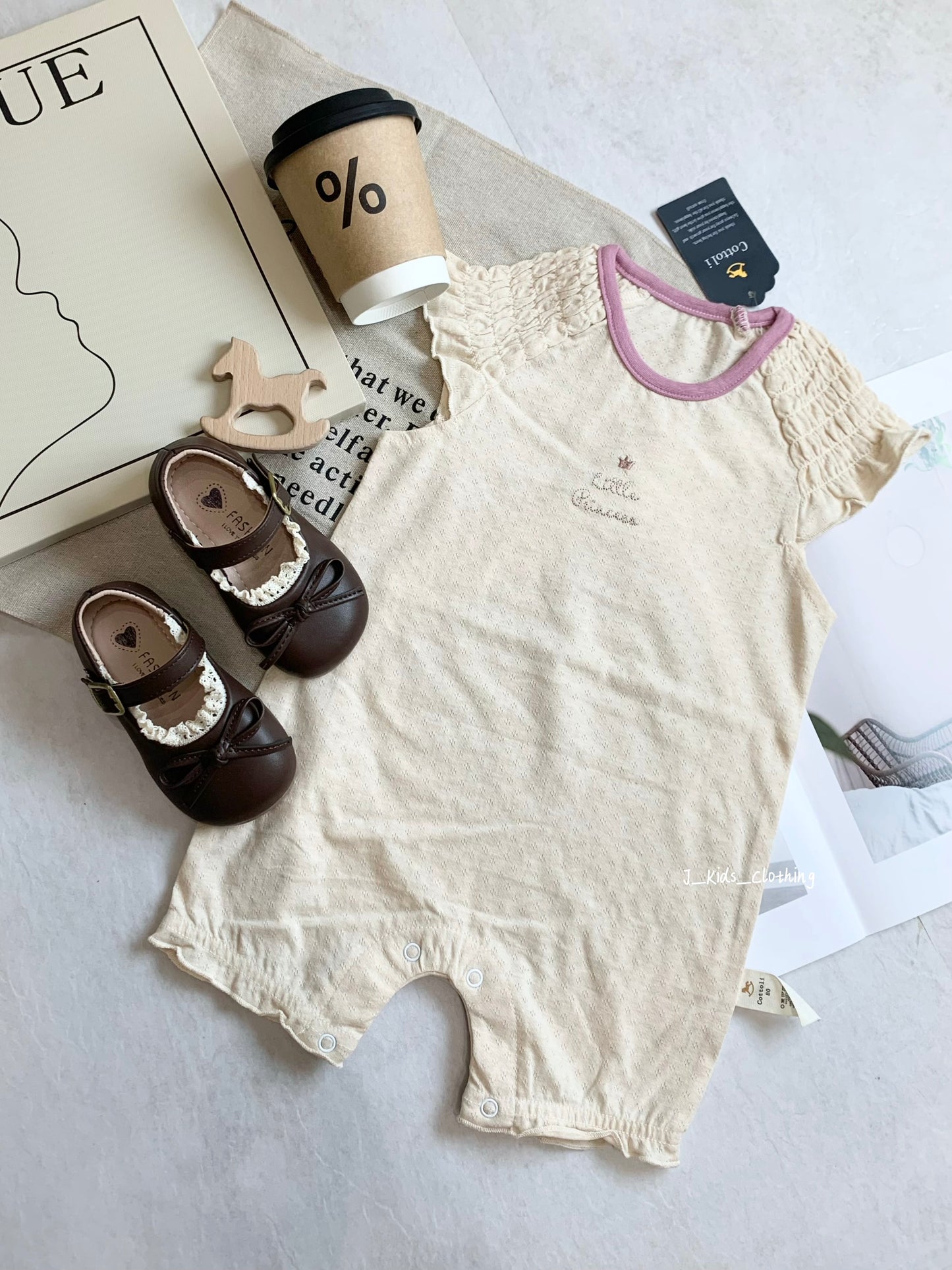 J355 打揽刺绣短袖连体爬服