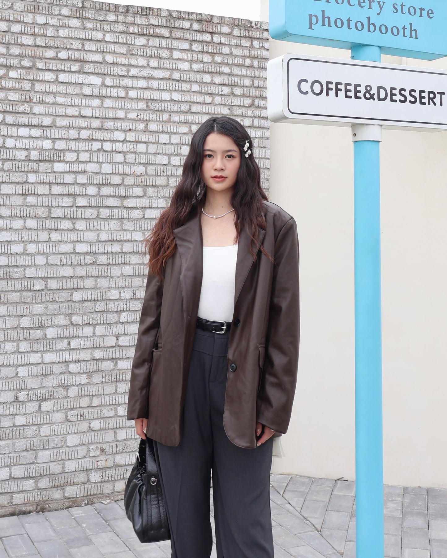 【大折扣】韩系长款皮衣 #9006