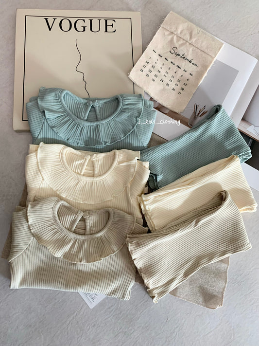 J529 北欧风MAR荷叶领长袖家居服套装