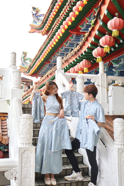 【兰蝶浮光】 挂脖上衣 + 中式长裙 「早鸟价」 （上衣含胸垫）