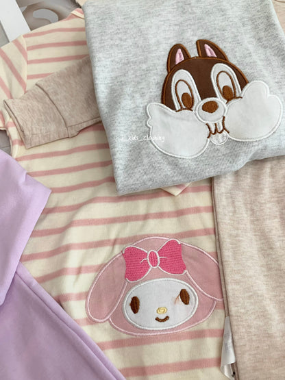 J582 卡通刺绣拉链包脚连体睡衣