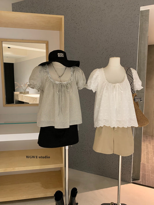【新品】W6603 法式甜美短袖上衣