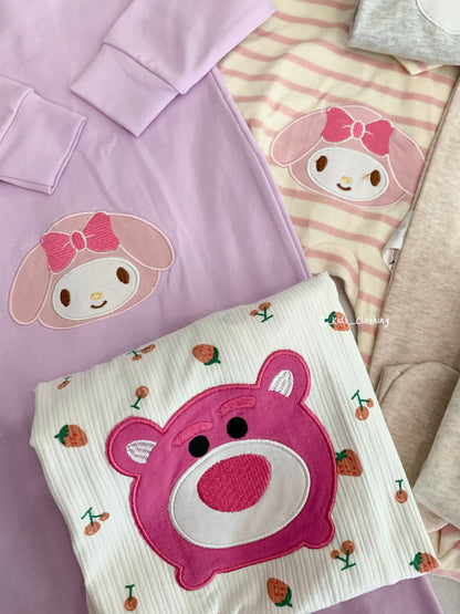 J582 卡通刺绣拉链包脚连体睡衣