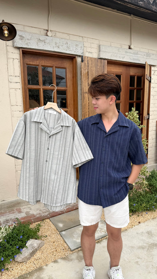 【定制款】简约条纹短袖衬衣（现货）