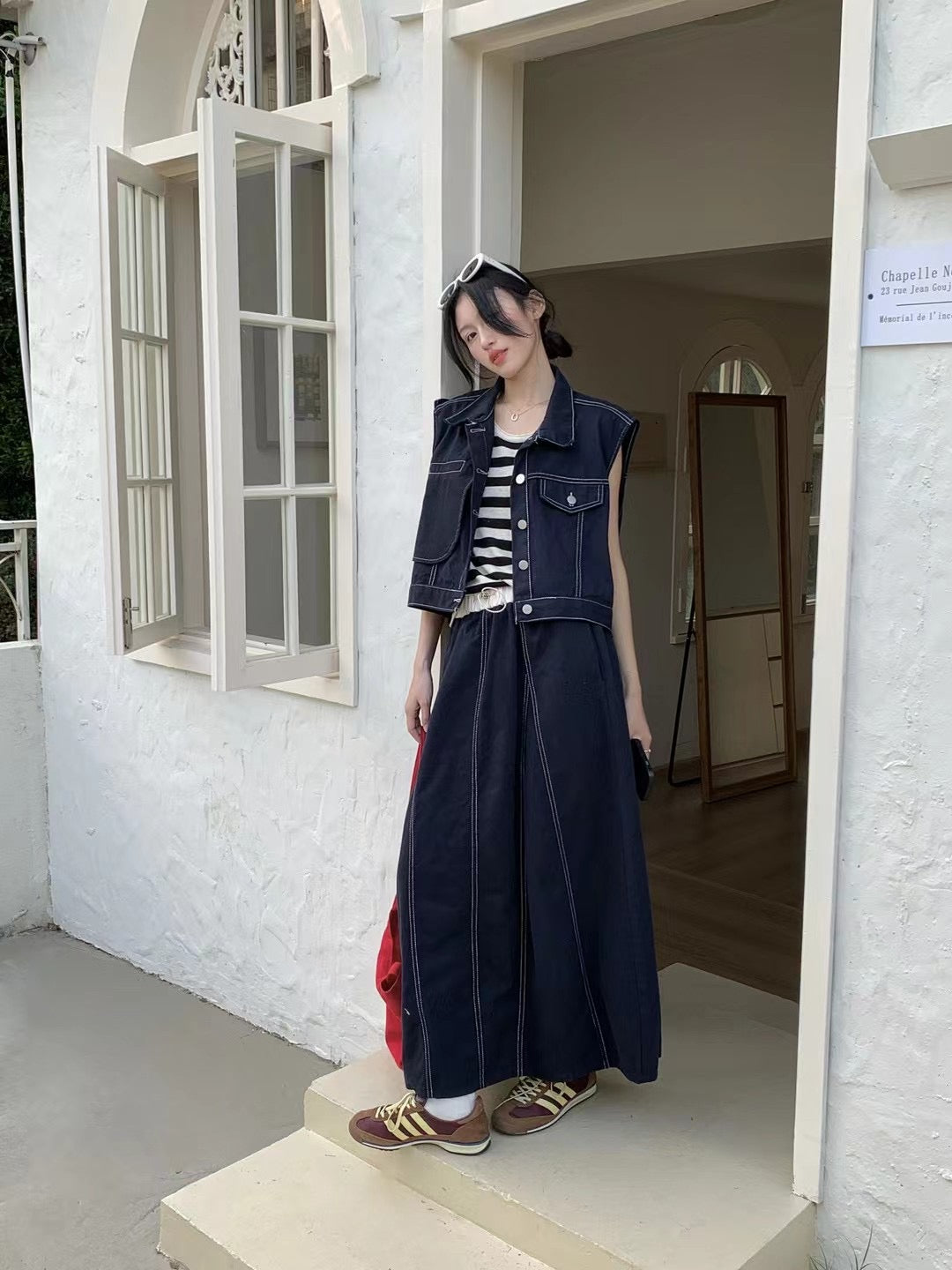 【现货】9719 牛仔套装SET 上衣+中长裙
