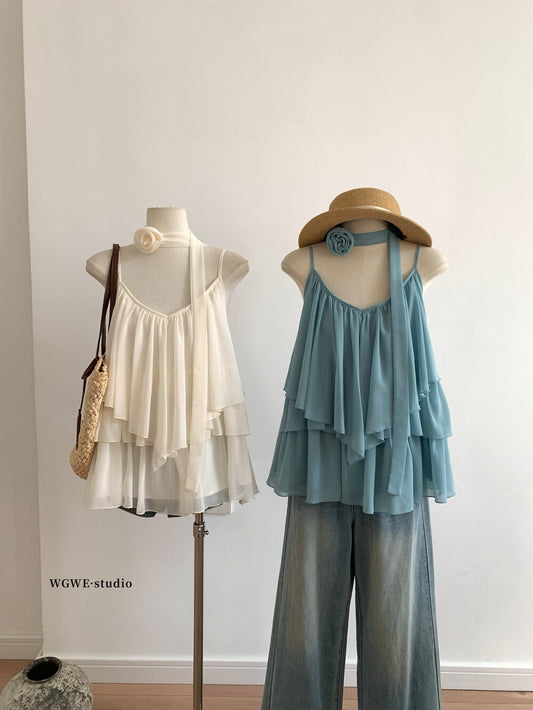 【新品】W6270 温柔不规则宽松吊带上衣