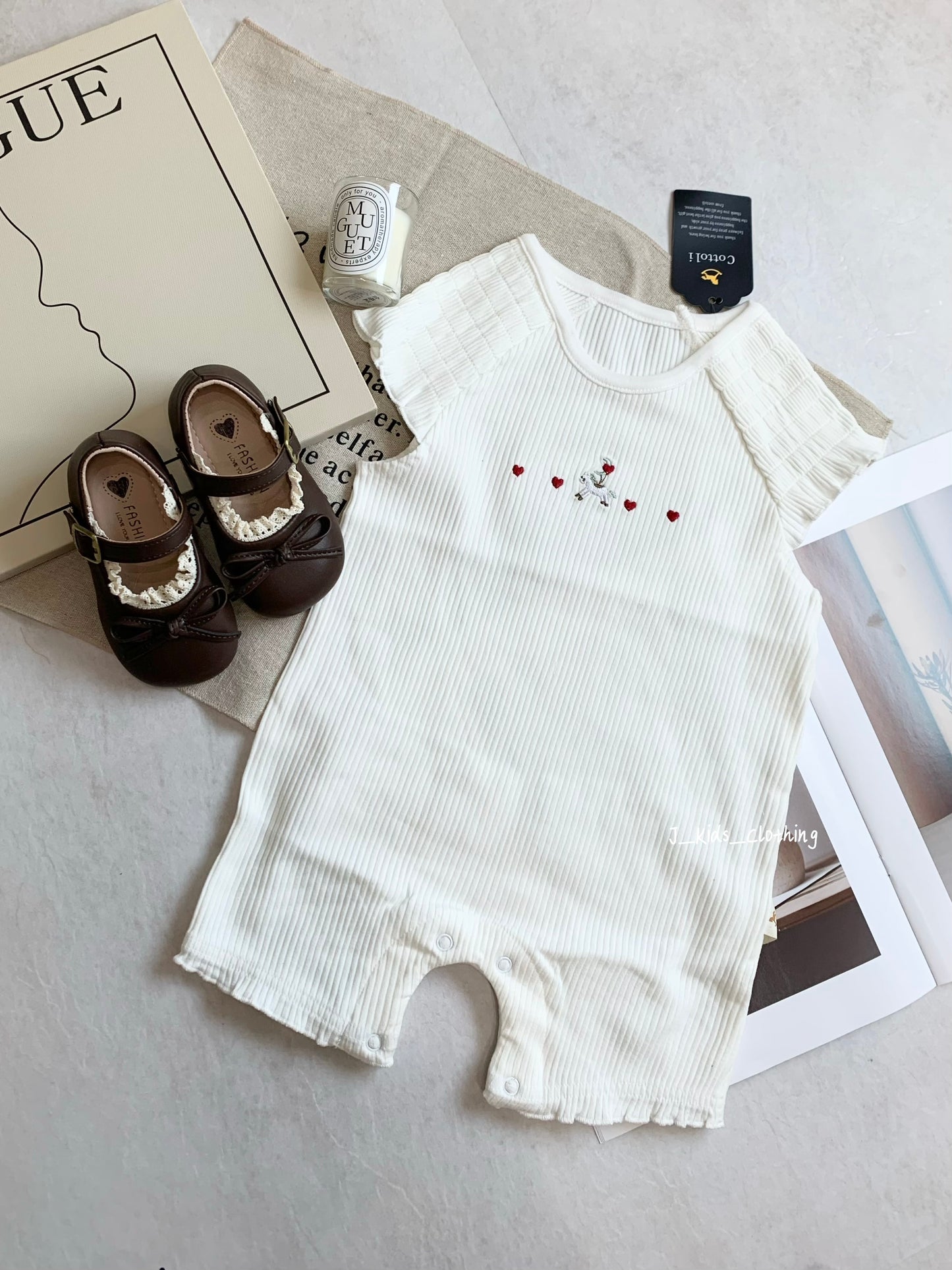 J355 打揽刺绣短袖连体爬服