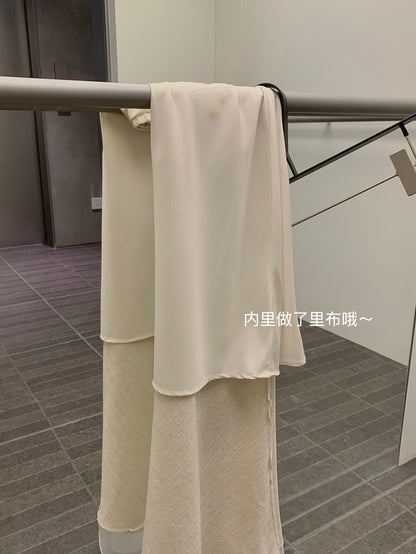 【新品】W6659 法式亚麻不规则抹胸上衣+鱼尾中长裙 套装